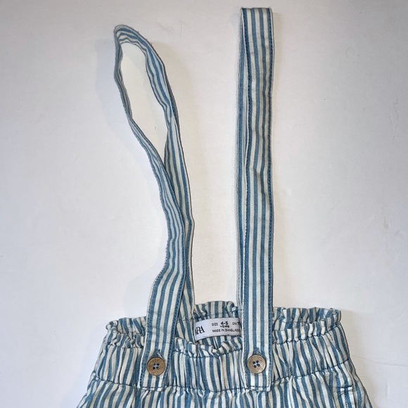 ZARA Girls striped Capri suspender pants - Picture 2 of 5